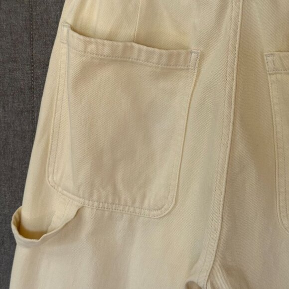 Reformation 100% Organic Cotton Button Cream Landy Wide Leg Cargo Jeans Size 26 - Picture 13 of 14